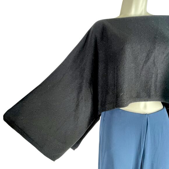 Henri Bendel 100% Cashmere Boatneck T Cape Sweater Black One Size - Picture 4 of 8